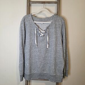 ⭐️40% Off⭐️ Old Navy Heather Grey Lace Up Sweatshirt
